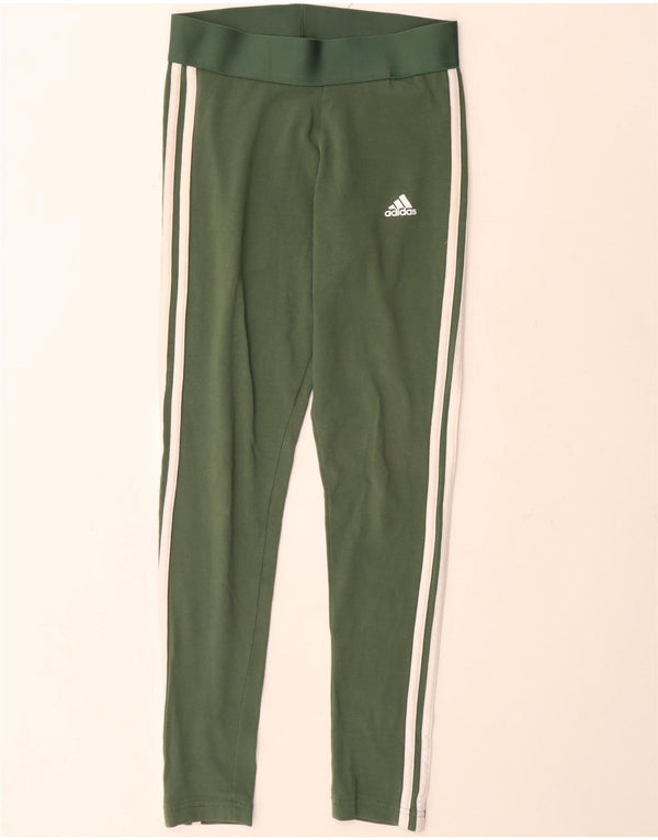 Adidas Womens Leggings UK 8/10 Pequeno Verde Algodão