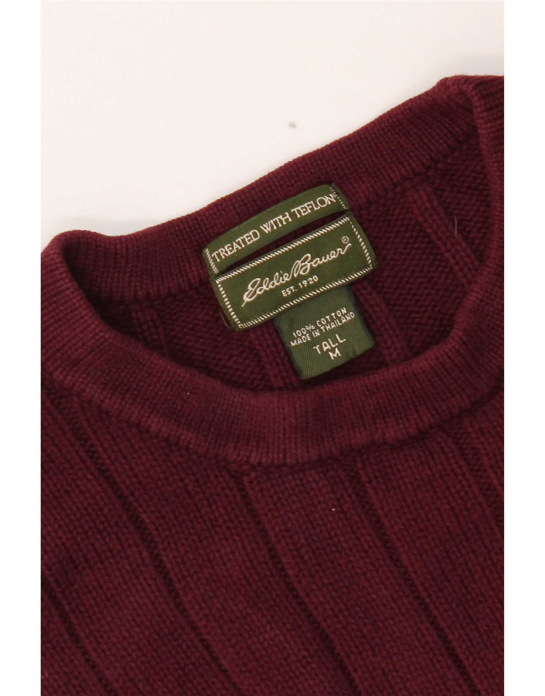 Suéter masculino Eddie Bauer com gola alta e gola redonda, algodão médio vinho