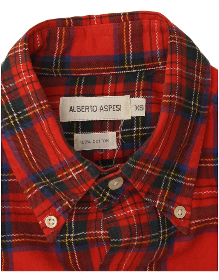 Camisa masculina de flanela Alberto Aspesi XS algodão xadrez vermelho