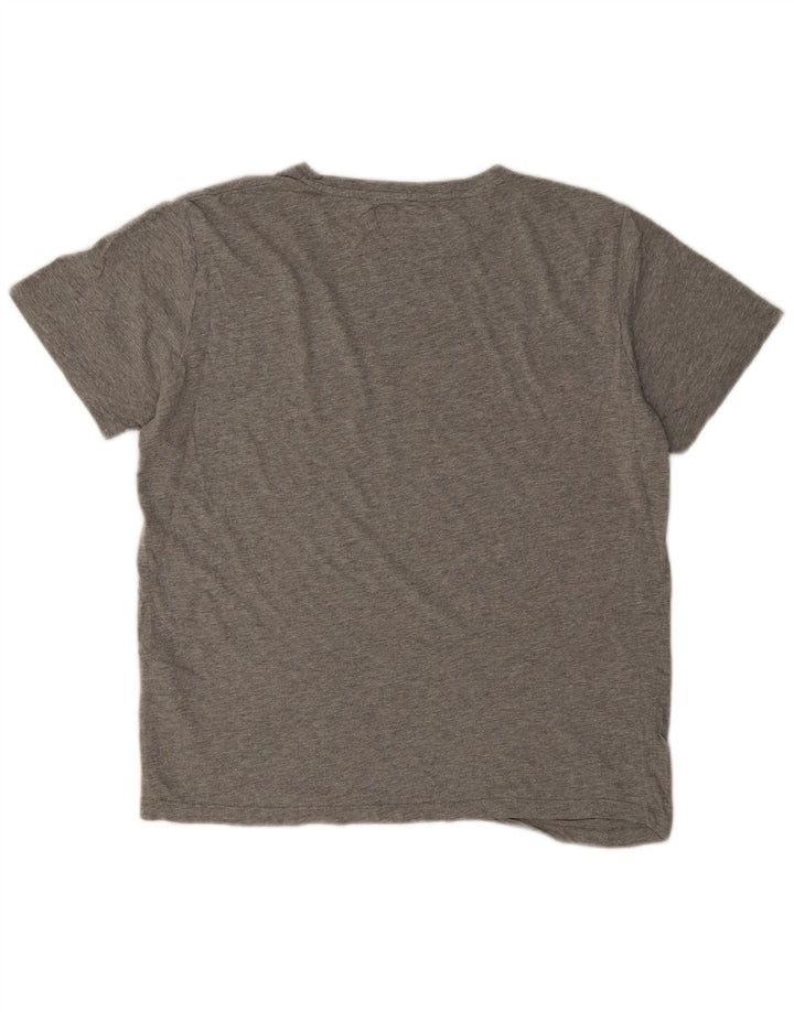 Camiseta masculina Jack & Jones Regular Fit com estampa gráfica cinza médio manchado