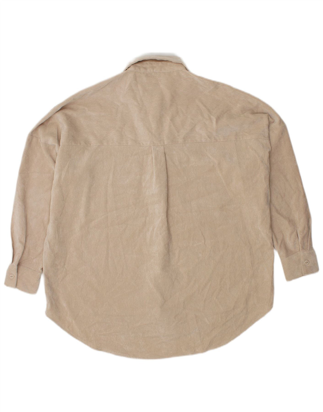 Zara Camisa feminina de veludo oversized UK 6 XS Poliéster bege
