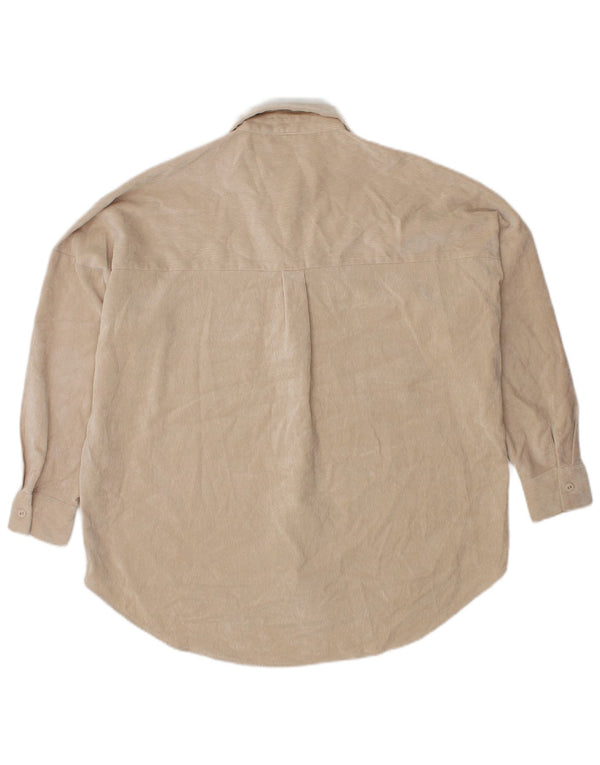Zara Camisa feminina de veludo oversized UK 6 XS Poliéster bege