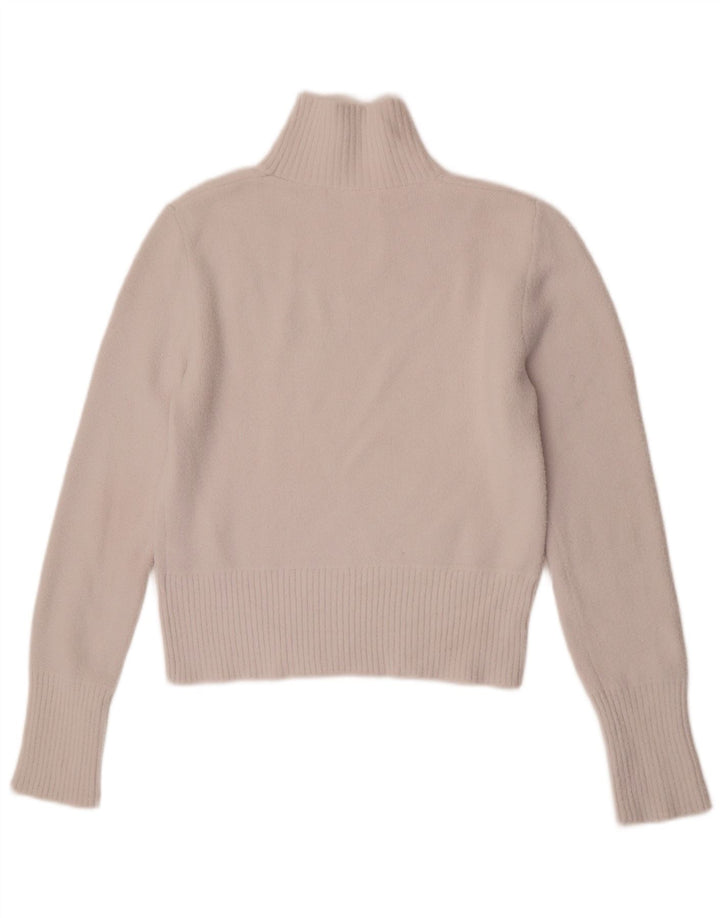 Suéter feminino Zara com gola tartaruga e gola alta, Reino Unido 12, médio, branco, nylon