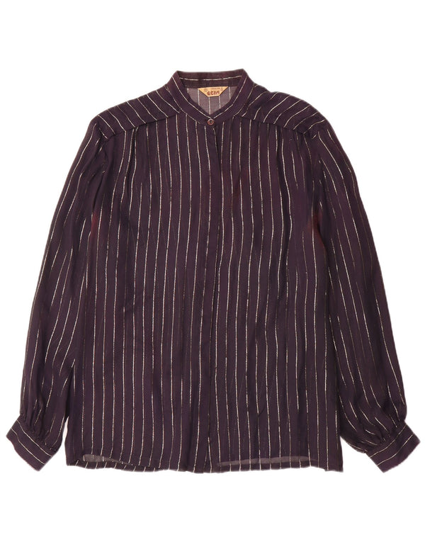 Blusa feminina vintage IT 46 grande risca de giz azul marinho
