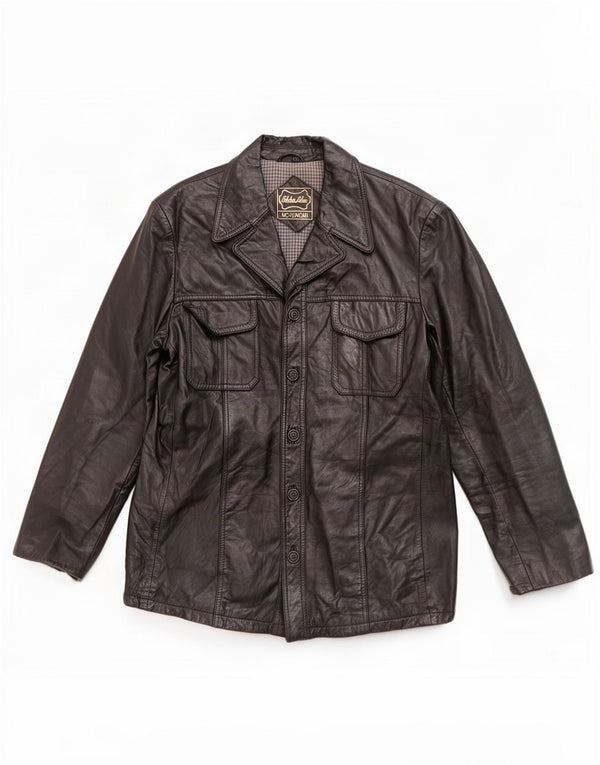 Vintage Mens Leather Jacket UK 36 Small Black