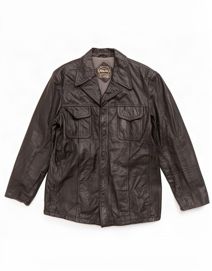 Jaqueta de couro masculina vintage UK 36 pequena preta
