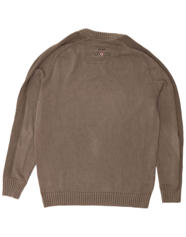 Suéter masculino Aeronautica Militare com gola redonda XL algodão cinza