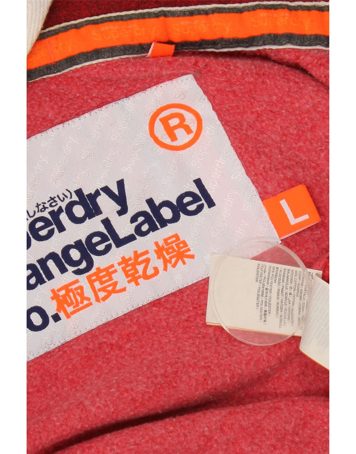 Suéter masculino Superdry com capuz e zíper grande algodão vermelho