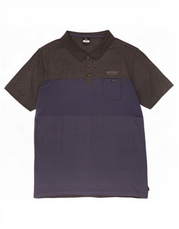 Rip Curl Mens Standard Fit Polo Shirt 3XL Grey Colourblock Cotton