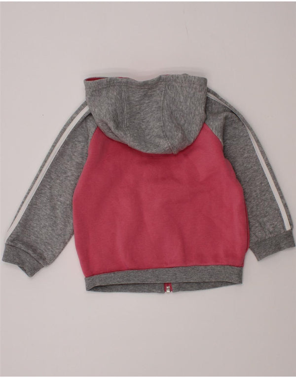 Suéter Adidas Baby Girl com capuz e zíper 12-18 meses rosa algodão colorblock