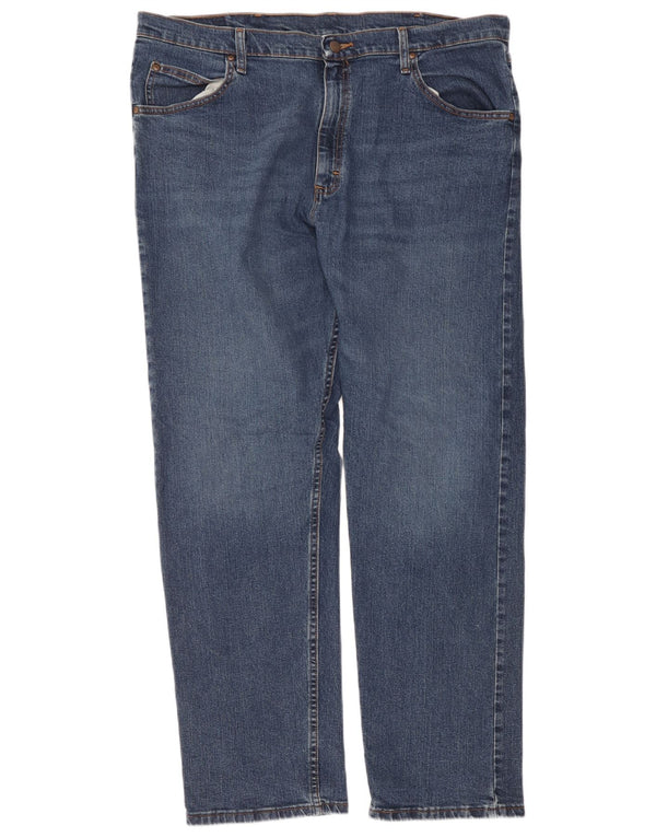 Wrangler Mens Straight Jeans W38 L32 Azul Algodão