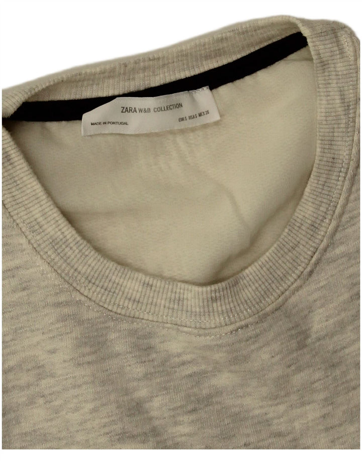 Vestido túnica feminino Zara UK 10 pequeno poliéster manchado cinza