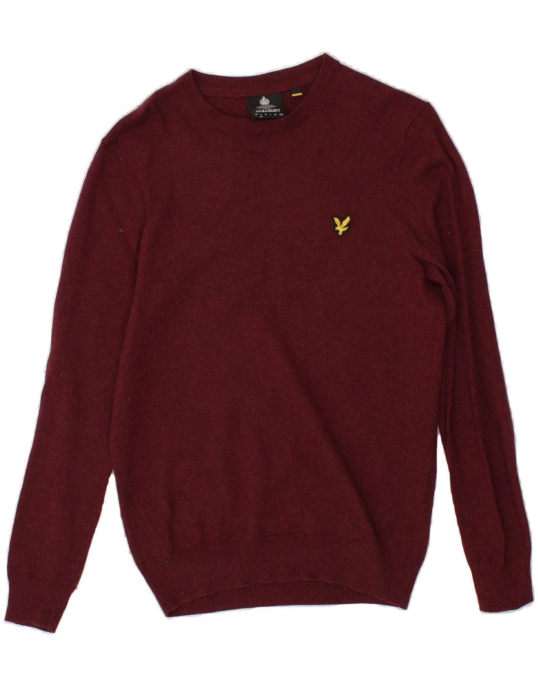LYLE & SCOTT Mens Crew Neck Jumper Sweater Small Maroon Cotton Vintage Lyle & Scott and Second-Hand Lyle & Scott from Messina Hembry 