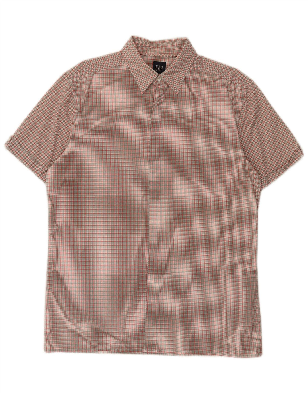 Camisa masculina de manga curta Gap algodão xadrez cinza médio