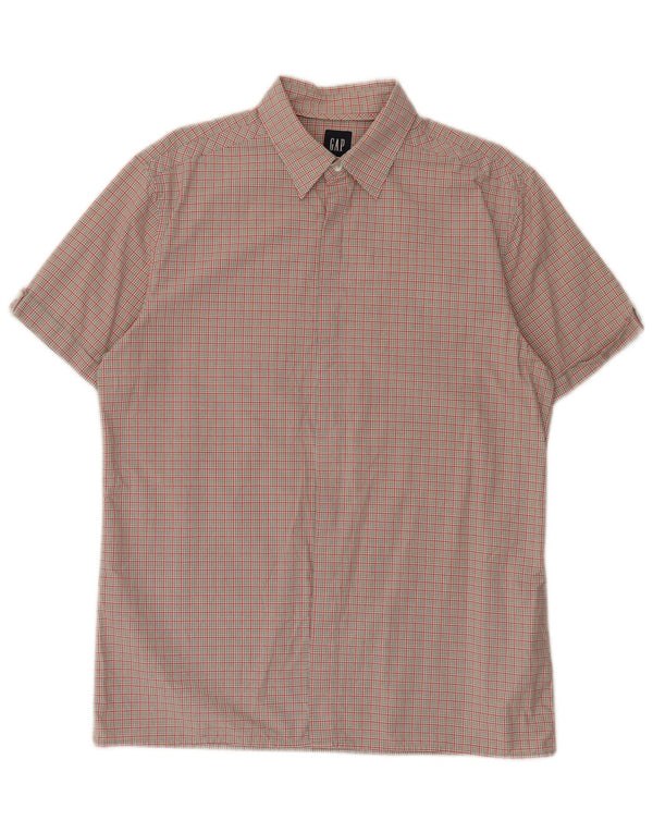 Camisa masculina de manga curta Gap algodão xadrez cinza médio