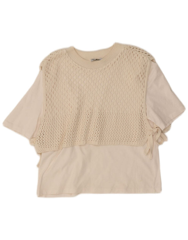 Blusa feminina Zara UK 12 médio branco