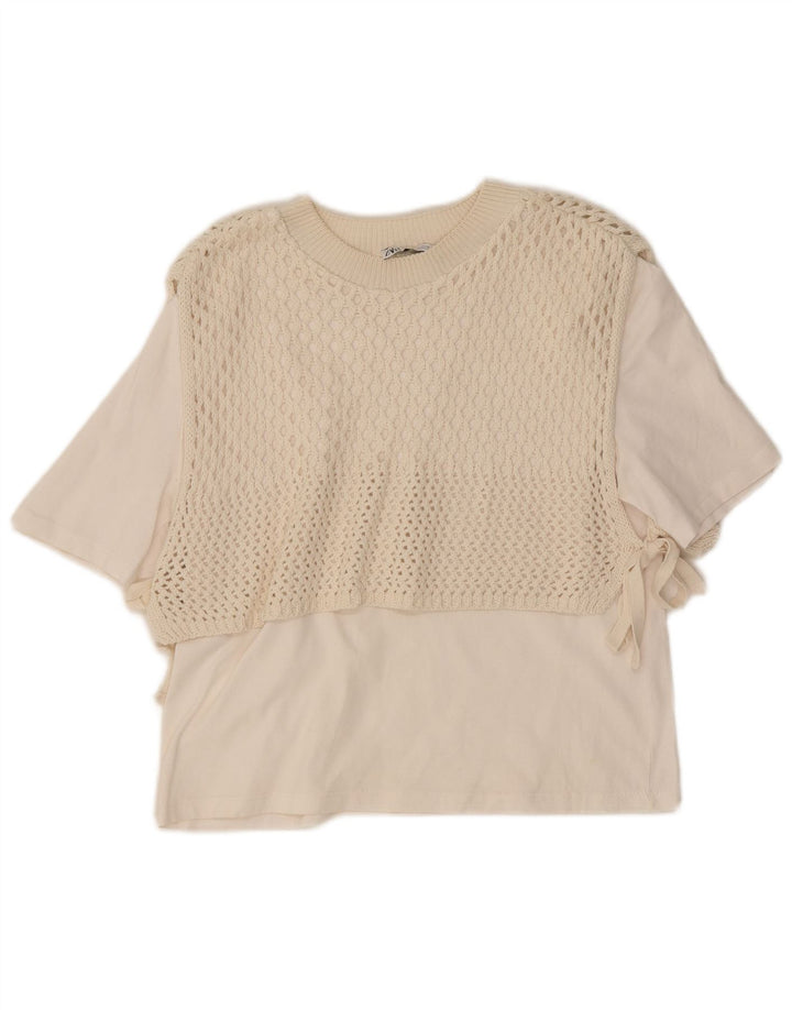 Blusa feminina Zara UK 12 médio branco