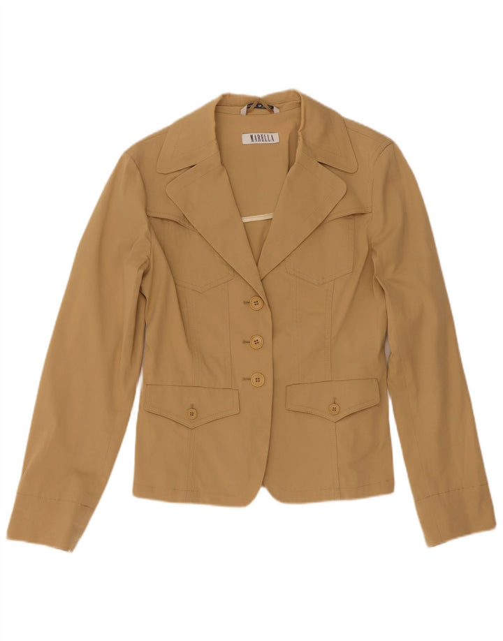 Jaqueta blazer feminina Marella com 3 botões UK 6 XS algodão bege