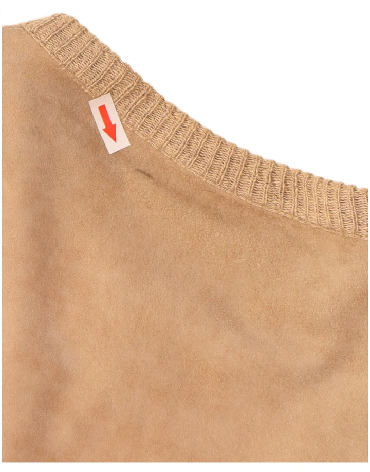 Jaqueta bomber de camurça masculina vintage Reino Unido 38 couro listrado bege médio