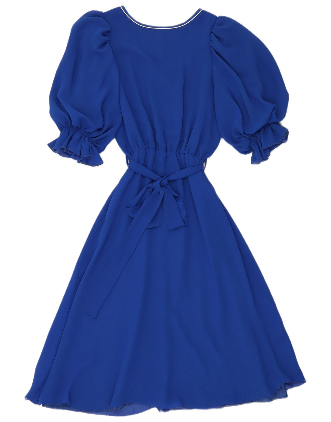 Vestido vintage feminino evasê IT 40 pequeno azul poliéster