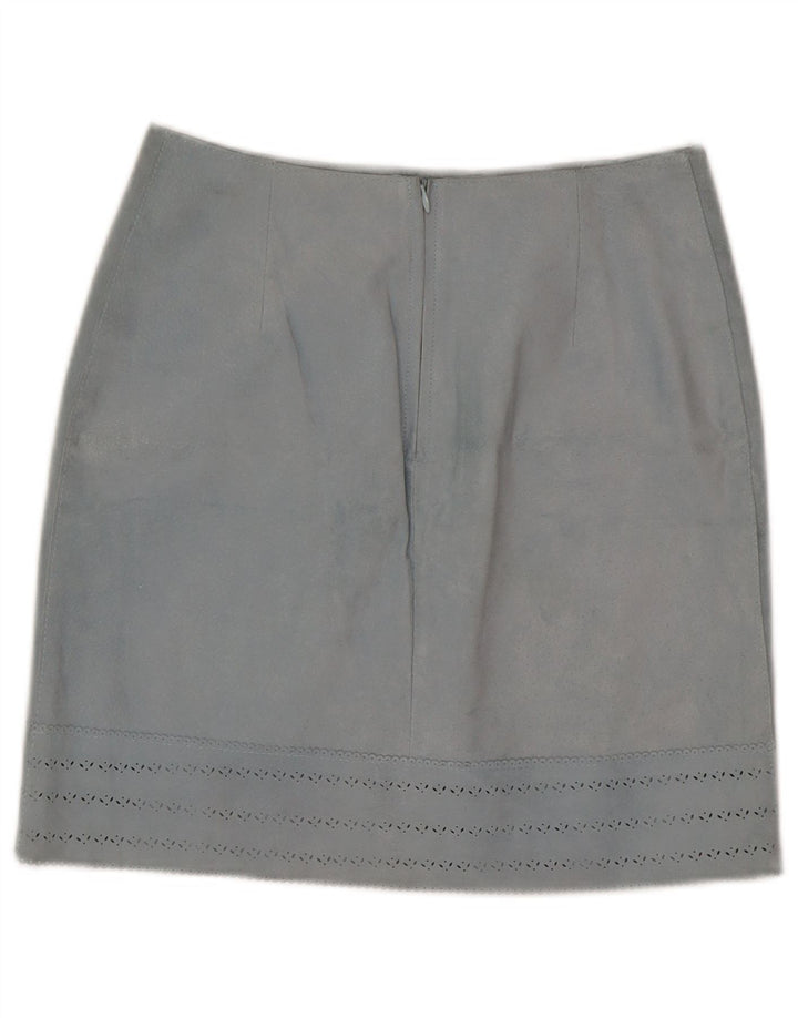 Saia de couro feminina vintage IT 42 médio W27 couro azul