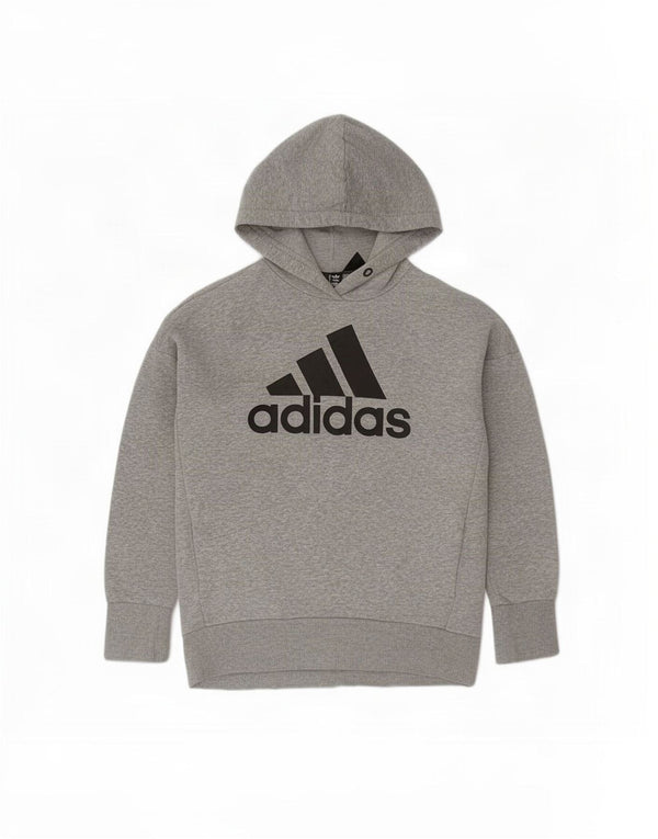 Adidas feminino gráfico moletom com capuz Reino Unido 12/14 cinza médio algodão manchado