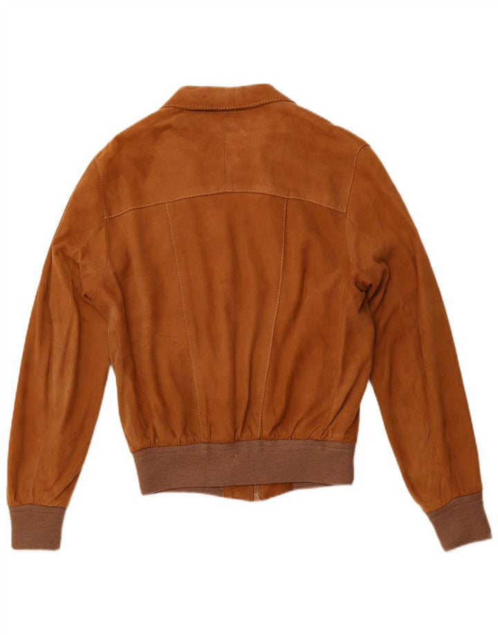 Jaqueta bomber feminina VINTAGE de camurça IT 46 grande couro marrom