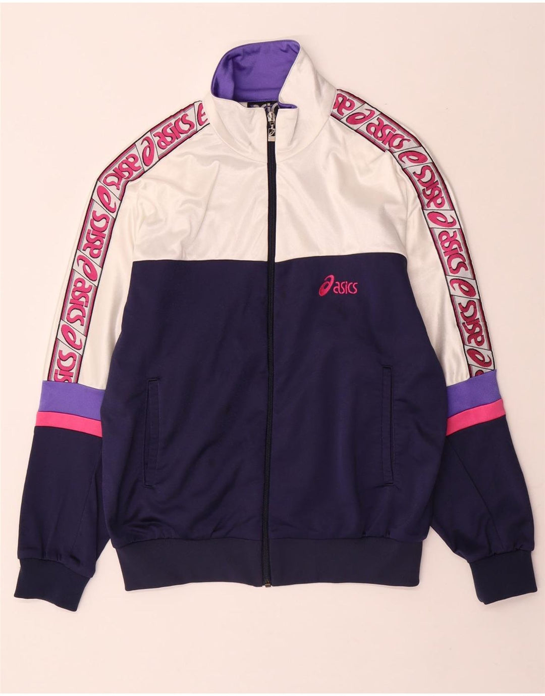 Jaqueta feminina ASICS Graphic Tracksuit IT 48 XL branco colorblock