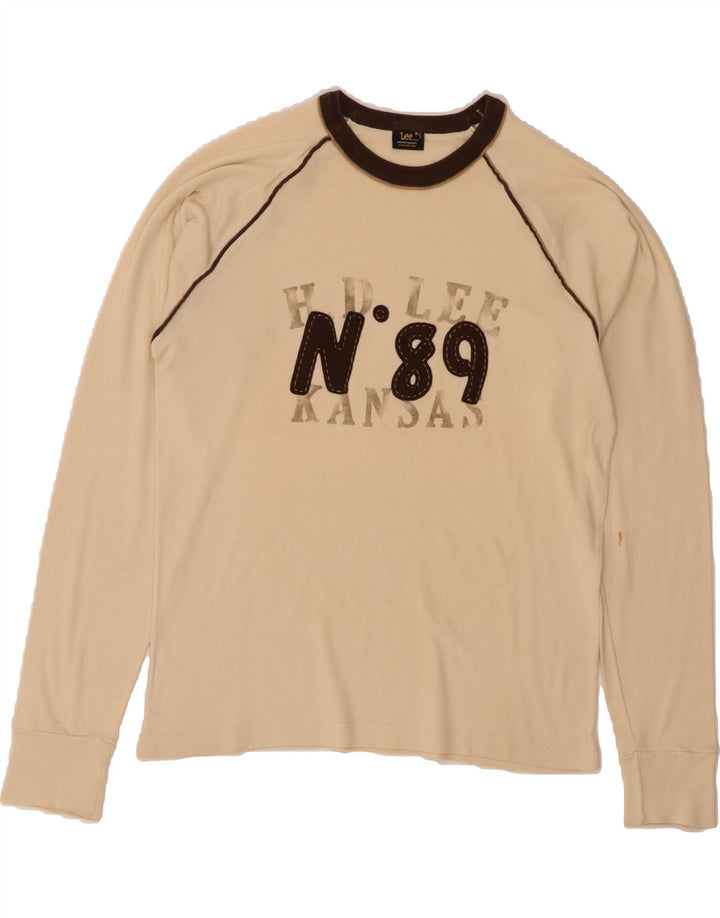 LEE Womens Graphic Top Long Sleeve UK 18 XL Beige Cotton Vintage Lee and Second-Hand Lee from Messina Hembry 
