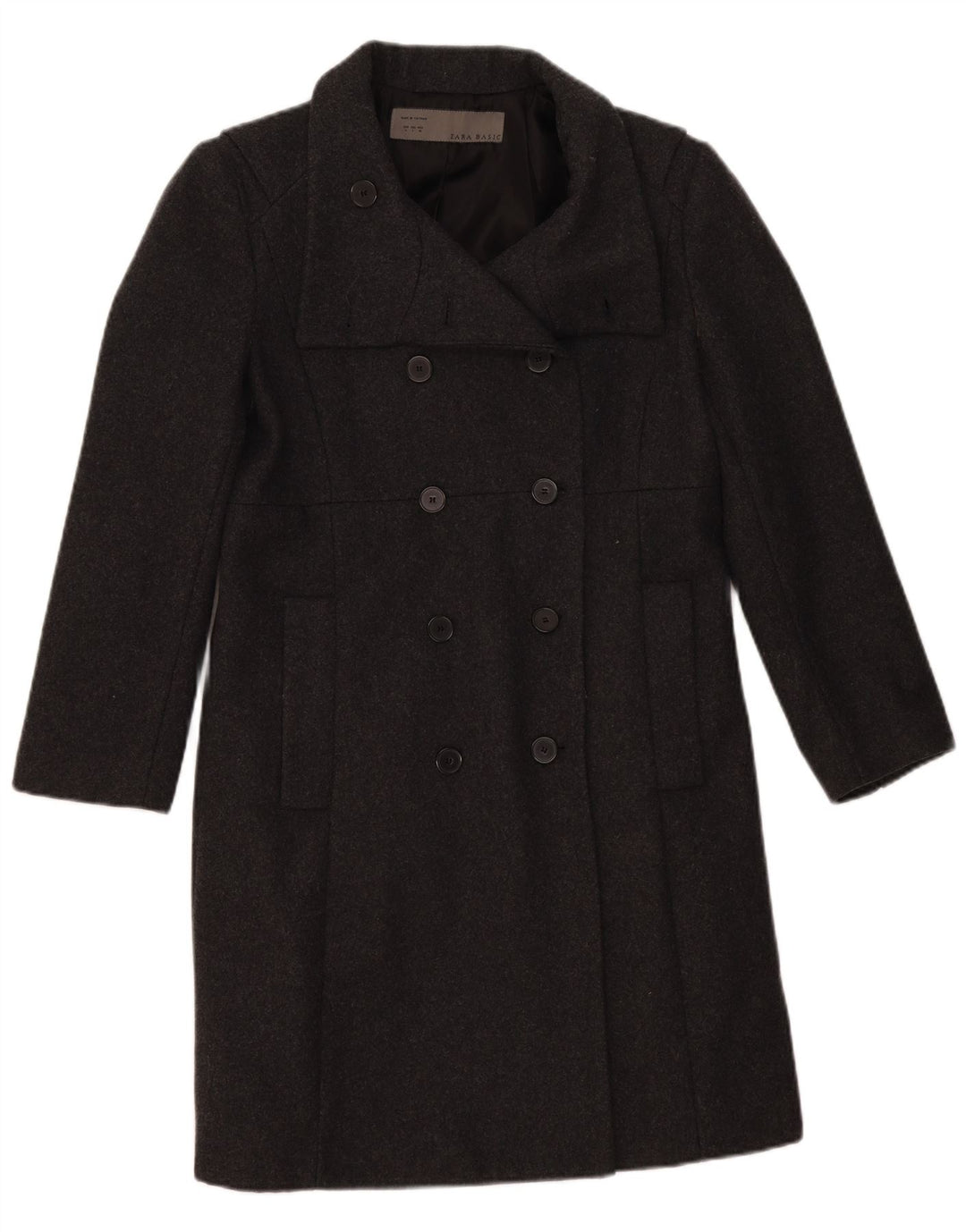Casaco feminino Zara com peito duplo Reino Unido 16 grande lã cinza