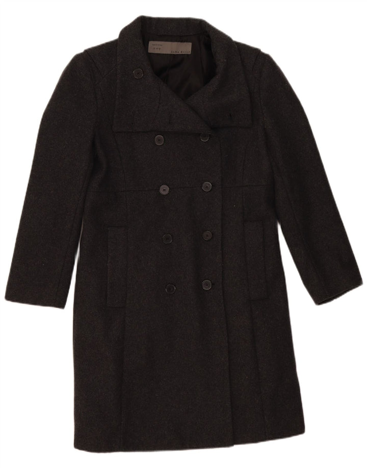 Casaco feminino Zara com peito duplo Reino Unido 16 grande lã cinza