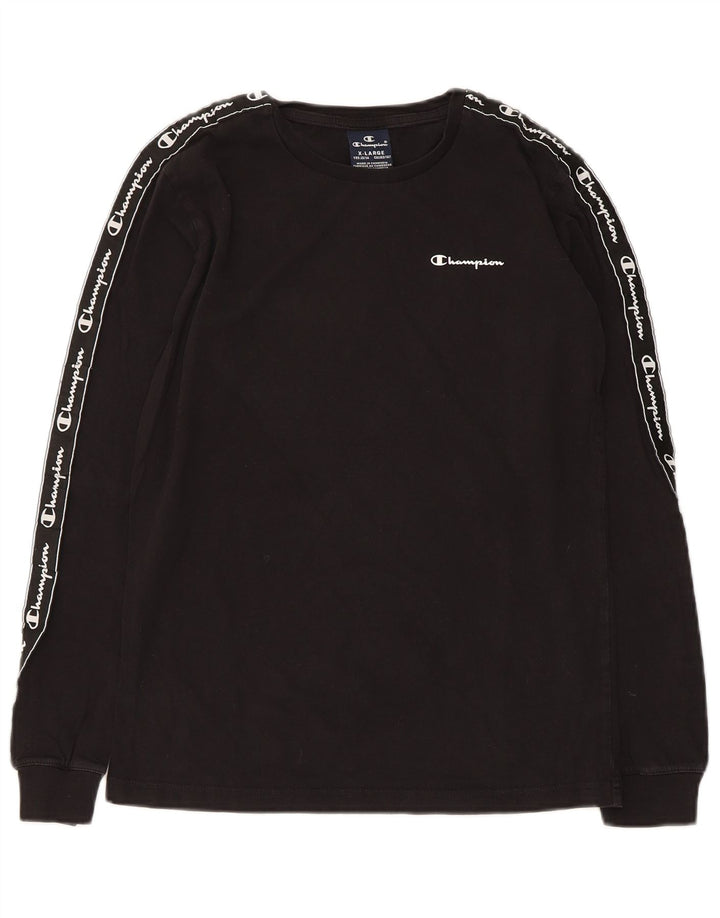 Champion Boys Graphic Top Manga Comprida 13-14 Anos XL Preto