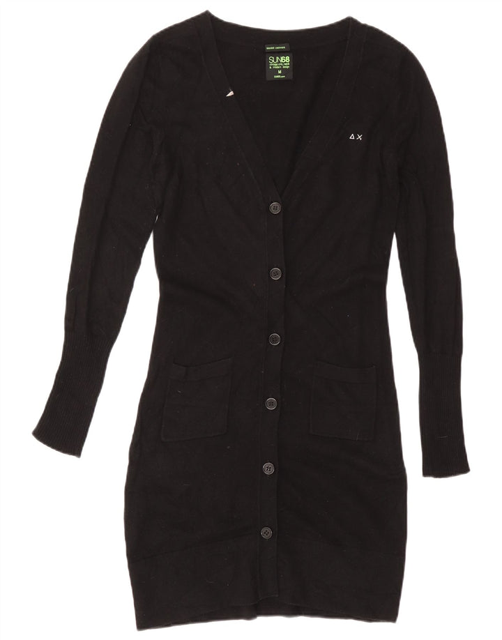 Suéter cardigã feminino Sun68 Longline Reino Unido 12 algodão preto médio