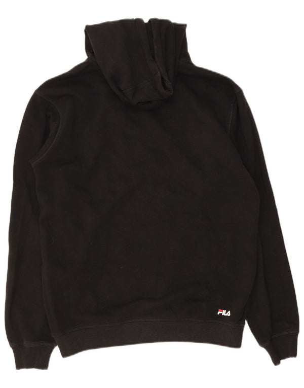 Fila Mens Graphic Hoodie Jumper Pequeno Algodão Preto