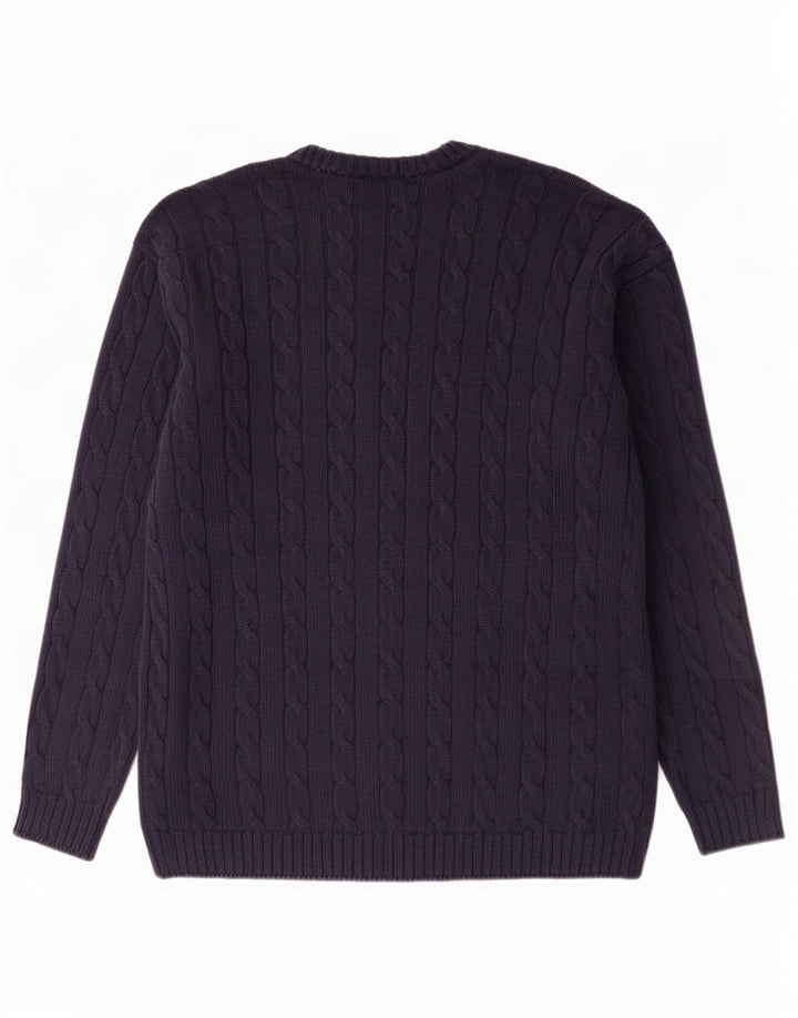 Suéter masculino Marks & Spencer St. Michael com gola redonda grande azul marinho