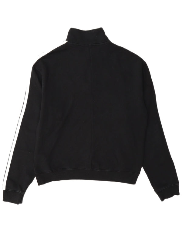 Adidas feminino zip pescoço moletom jumper reino unido 12/14 médio algodão preto