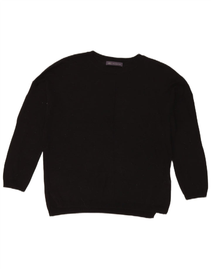 Suéter feminino Marks & Spencer com gola redonda Reino Unido 14 médio preto
