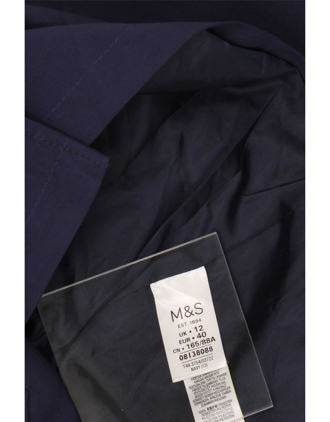 Trench Coat feminino Marks & Spencer Reino Unido 12 poliéster azul marinho médio