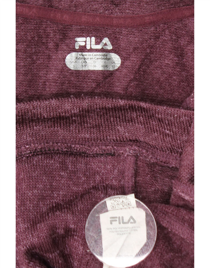 Fila Womens Tracksuit Top Jacket UK 10 Small Borgonha Flecked Poliéster