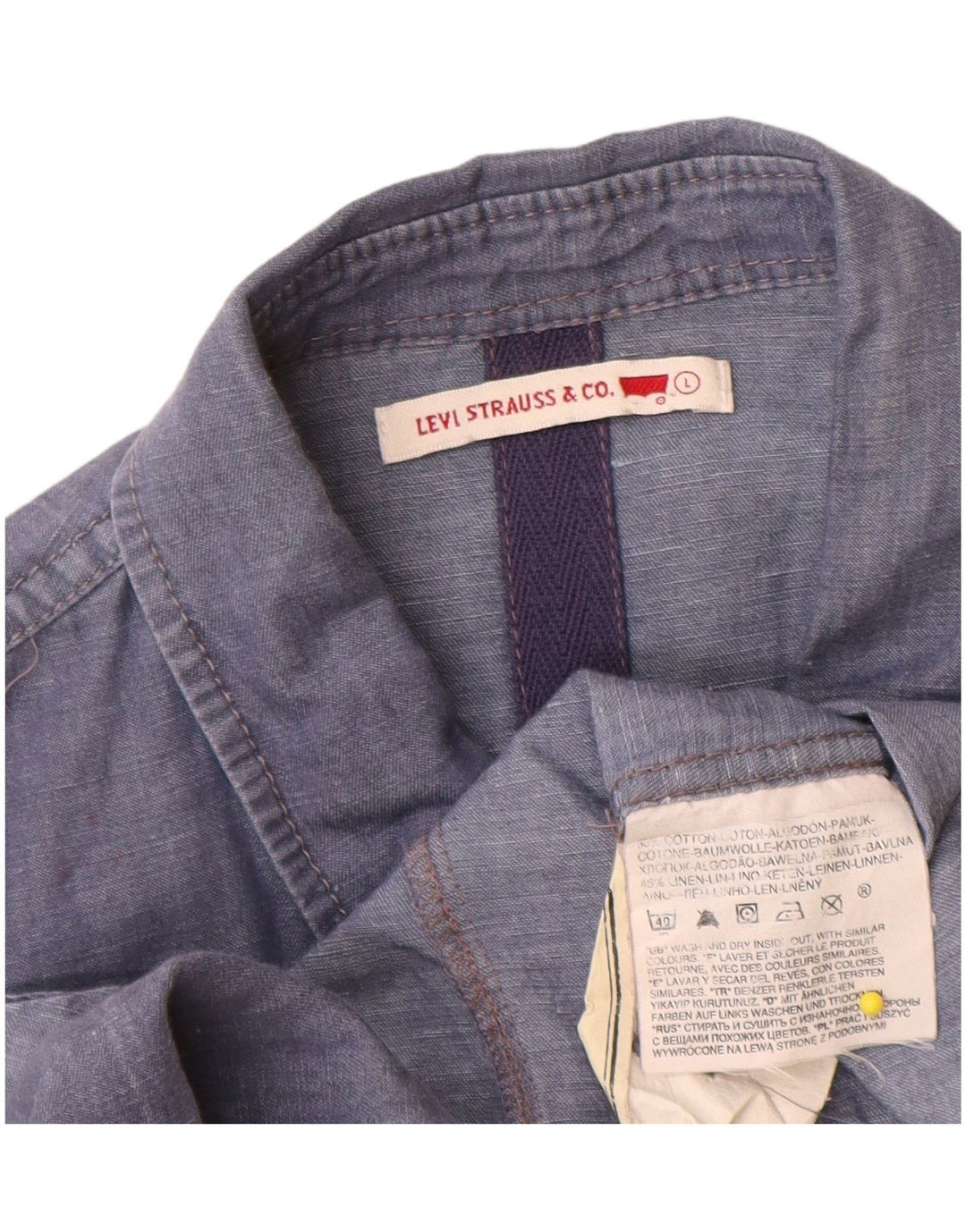 Camisa feminina de manga curta Levi's UK 14 grande algodão azul
