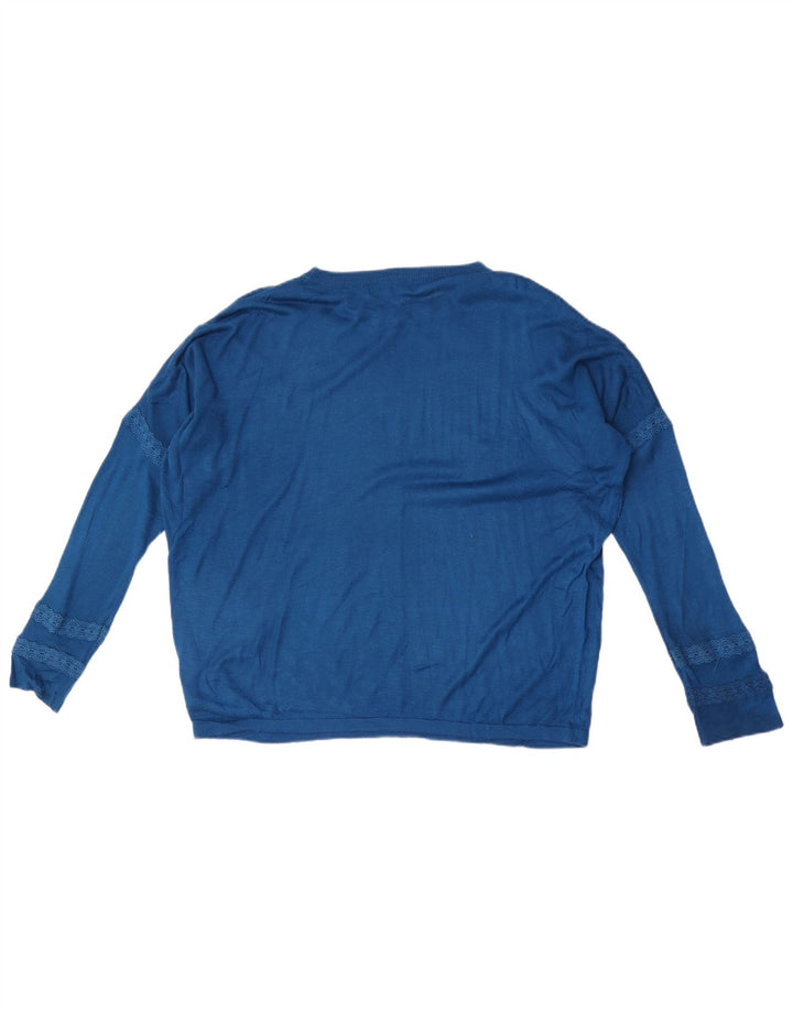 Suéter feminino Marks & Spencer com gola canoa grande Reino Unido 14 azul médio