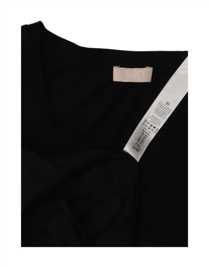 Liu Jo Vestido feminino evasê Reino Unido 12 algodão preto médio