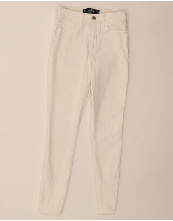 Calça jeans feminina Hollister com cintura alta curvada US 1 XS W25 L26 branca