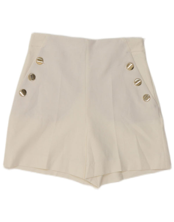Zara Womens High Waist Chino Shorts XS W24 White