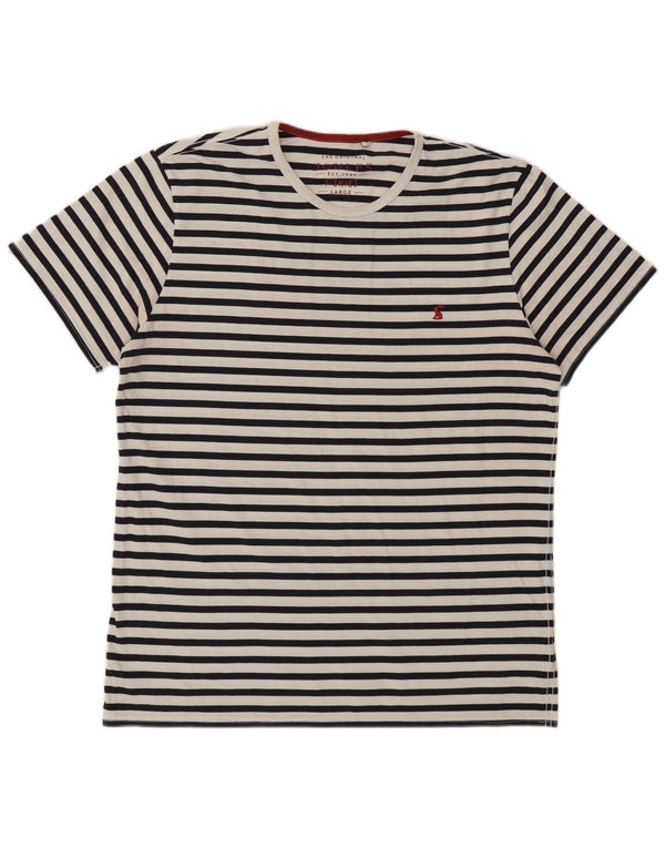 Camiseta masculina Joules Top grande algodão listrado azul marinho