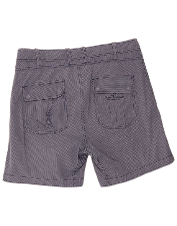 Diesel Mens Casual Shorts W32 Grande Algodão Listrado Azul