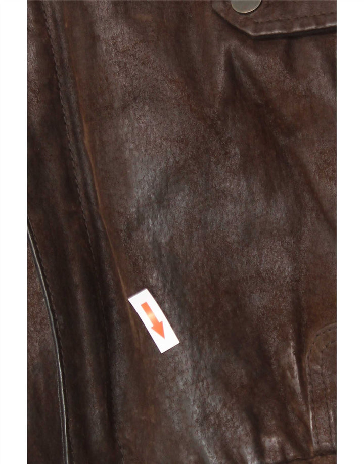 Jaqueta de couro masculina Cedarwood State UK 44 2XL Marrom