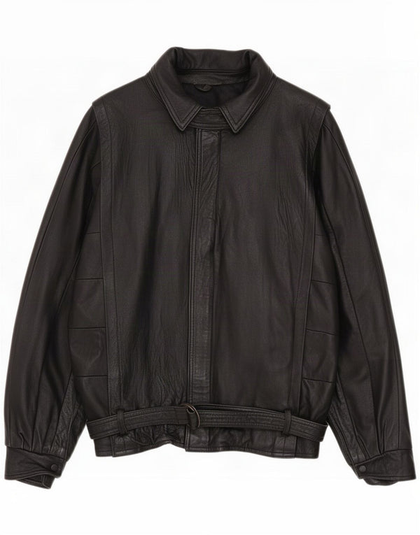 Jaqueta de couro masculina vintage UK 40 grande preta