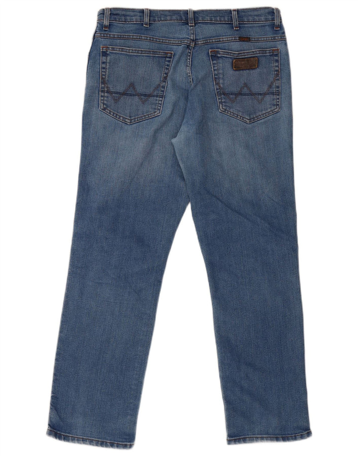 Wrangler Masculino Texas Stretch Straight Jeans W36 L30 Azul Algodão