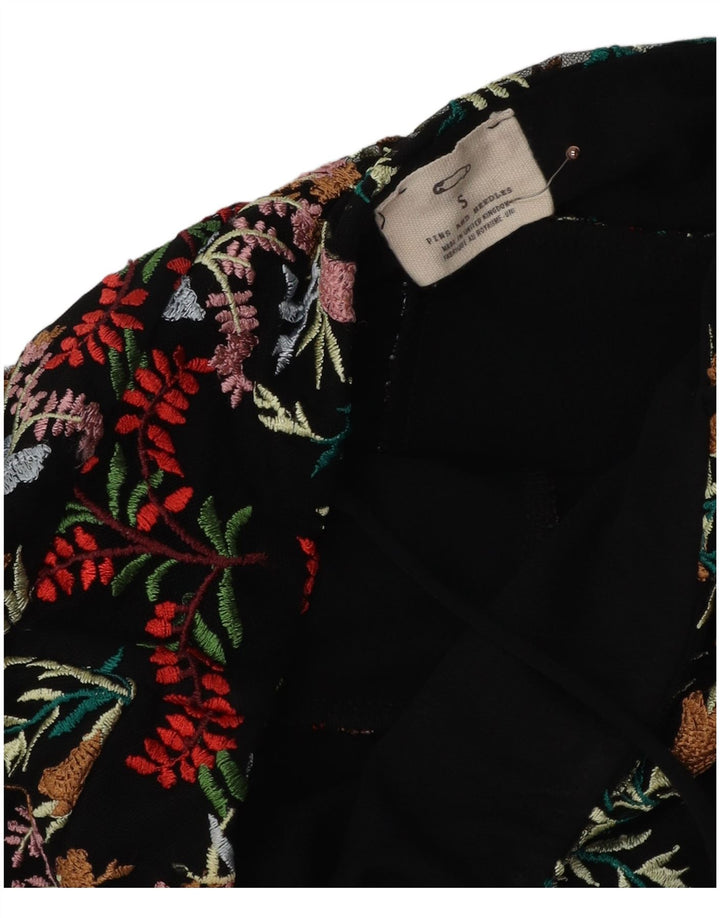 PINS AND NEEDLES Vestido feminino deslizante Reino Unido 8 pequeno preto floral